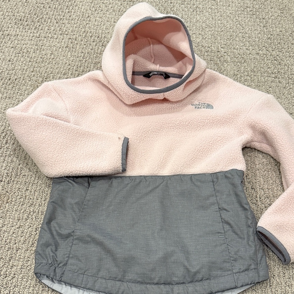 The North Face Kids' Pink and Gray Fleece Hoodie